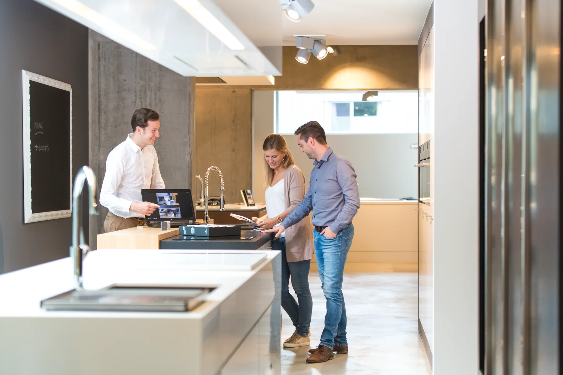 Interior professionals discussing a design together