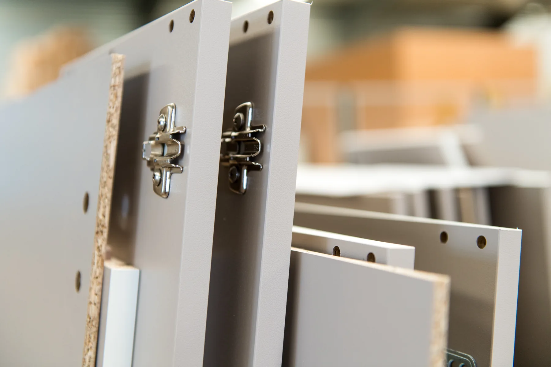 Technically prepared panels with fittings and drill holes